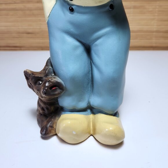 Dutch Boy Figurine with Dog Chalkware Rare 9” Tall Home Decor Vintage 60s - Picture 3 of 8